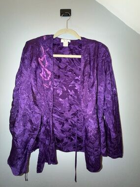 Vintage Victorias Secret Purple Floral Jacquard Kimono Jacket